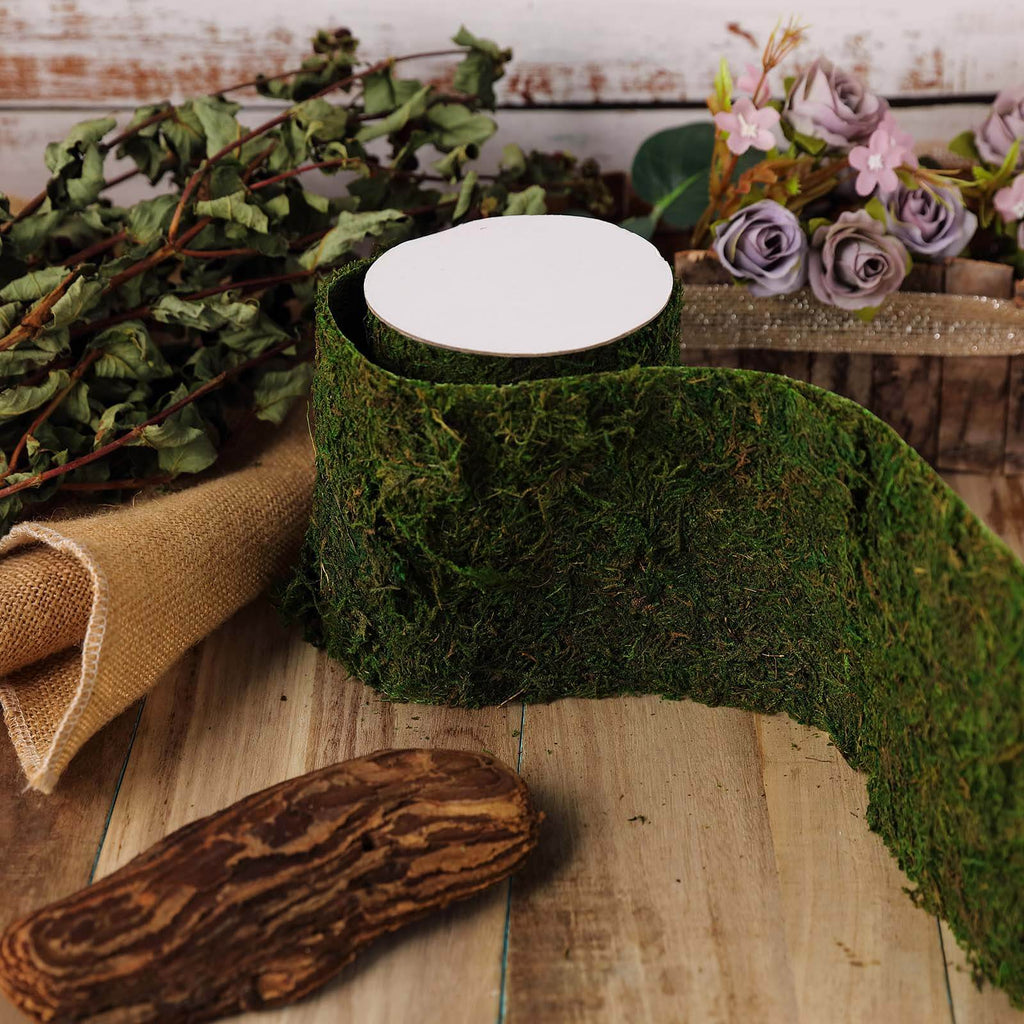 4ft 5" Wide Green Preserved Moss Ribbon Roll, DIY Craft Ribbon