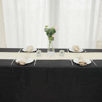 Taffeta 12"x108" Table Runner Ivory - Accordion Crinkle Design