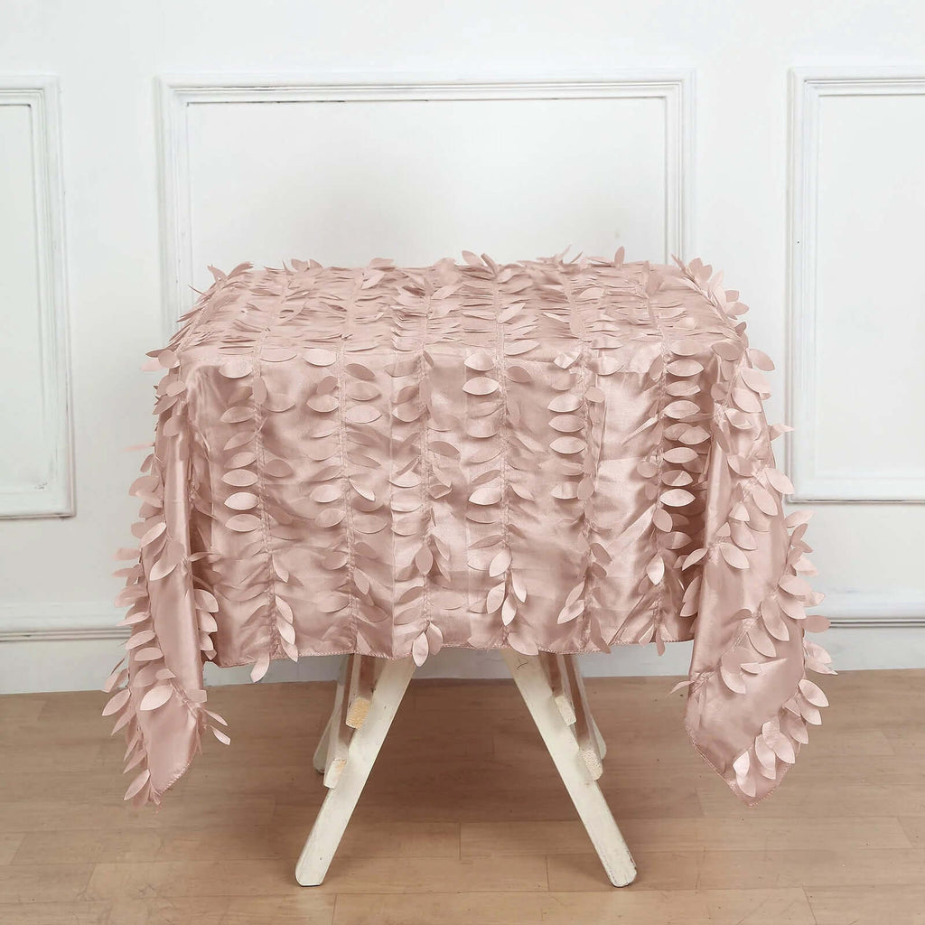 Taffeta 54"x54" Square Tablecloth Dusty Rose 3D Leaf Petal Table Cover