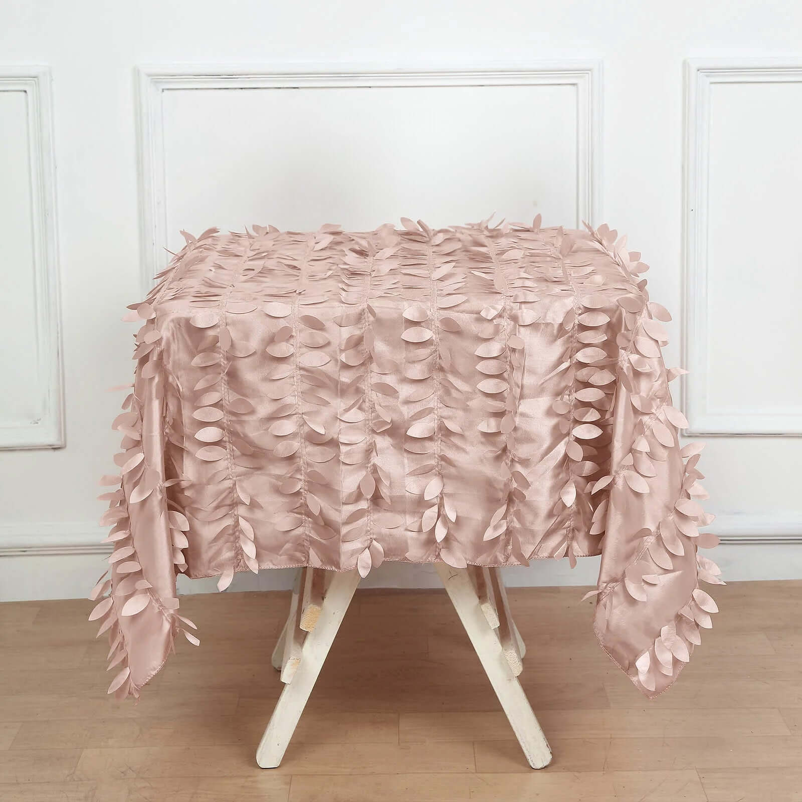Taffeta 54"x54" Square Tablecloth Dusty Rose 3D Leaf Petal Table Cover