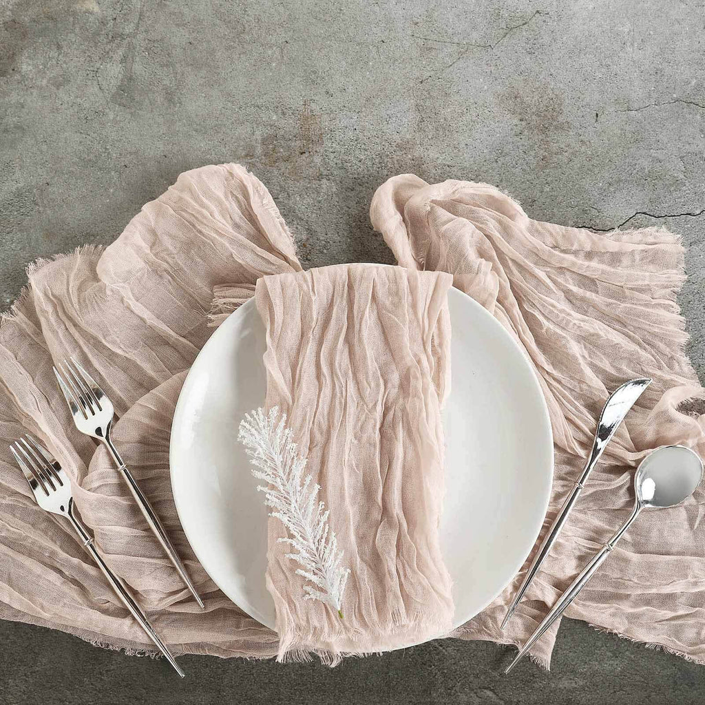 5 Pack Gauze Cheesecloth 24"x19" Napkins Nude Beige Reusable Dinner Napkins