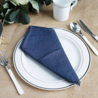 5 Pack Polyester 17"x17" Napkins Dark Denim Blue in Faux Denim Style Dinner Napkins for Casual Gatherings & Themed Events