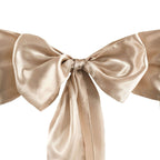 5 Pack Satin Chair Sashes Nude - Durable Chair Bows with Shiny Finish 6"x106"