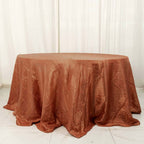 Taffeta 132" Round Tablecloth Terracotta (Rust) - Seamless Accordion Crinkle Table Cover
