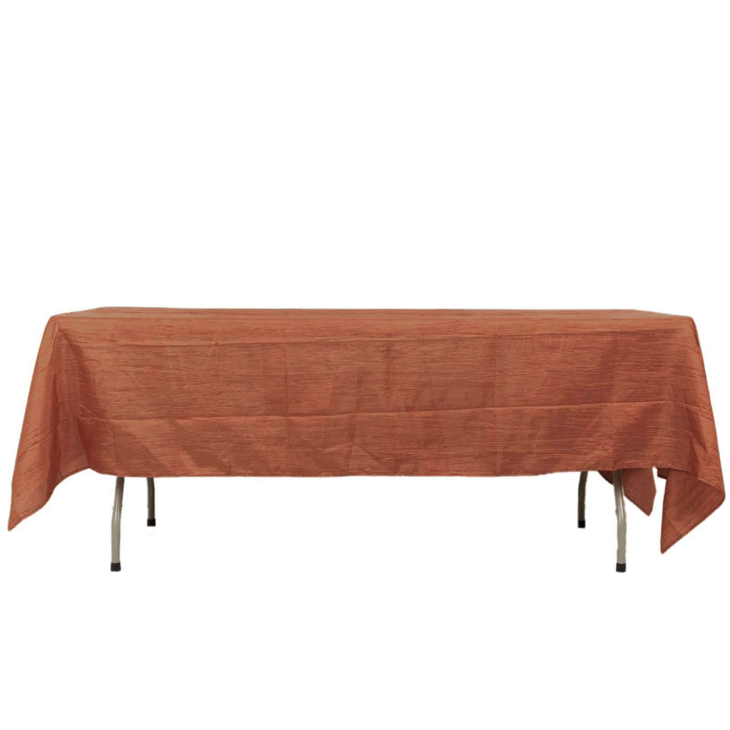Taffeta 60"x102" Rectangle Tablecloth Terracotta (Rust) - Accordion Crinkle Table Cover