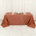Taffeta 90"x132" Rectangle Tablecloth Terracotta (Rust) - Seamless Accordion Crinkle Table Cover