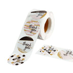 500Pcs 1.5" Thank You Black White Gold Pink Glam Stickers Roll, Labels For DIY Envelope Seal Assorted Geometric Design - Round
