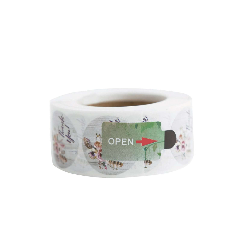 500Pcs 1" Thank You Rustic Floral Boho Chic Stickers Roll, Labels For DIY Envelope Seal - Round