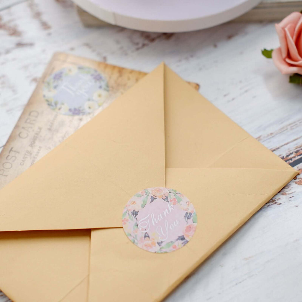 1000Pcs 1.5" Thank You Assorted Styles Sticker Rolls, Labels and Seals For DIY Envelope - Round