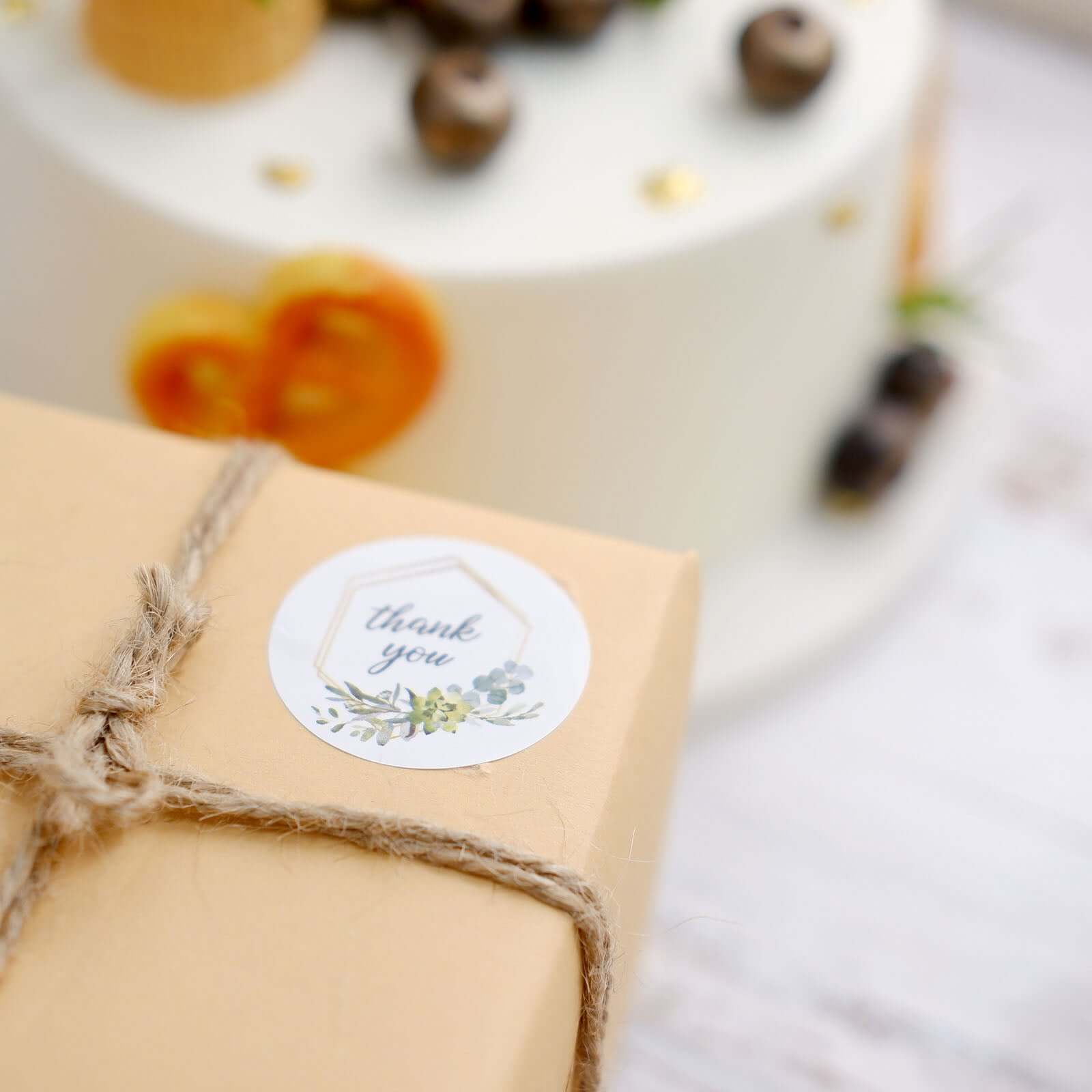 500Pcs 1.5" Thank You Gold and Green Leaf Frame Stickers Roll DÃ©cor, Labels and Seals For DIY Envelope - Round