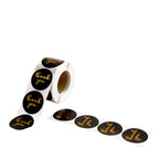 500Pcs 1.5" Thank You Gold Foil Text On Black Stickers Roll DÃ©cor Labels and Seals for DIY Envelope - Round
