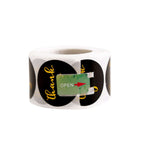 500Pcs 1.5" Thank You Gold Foil Text On Black Stickers Roll DÃ©cor Labels and Seals for DIY Envelope - Round