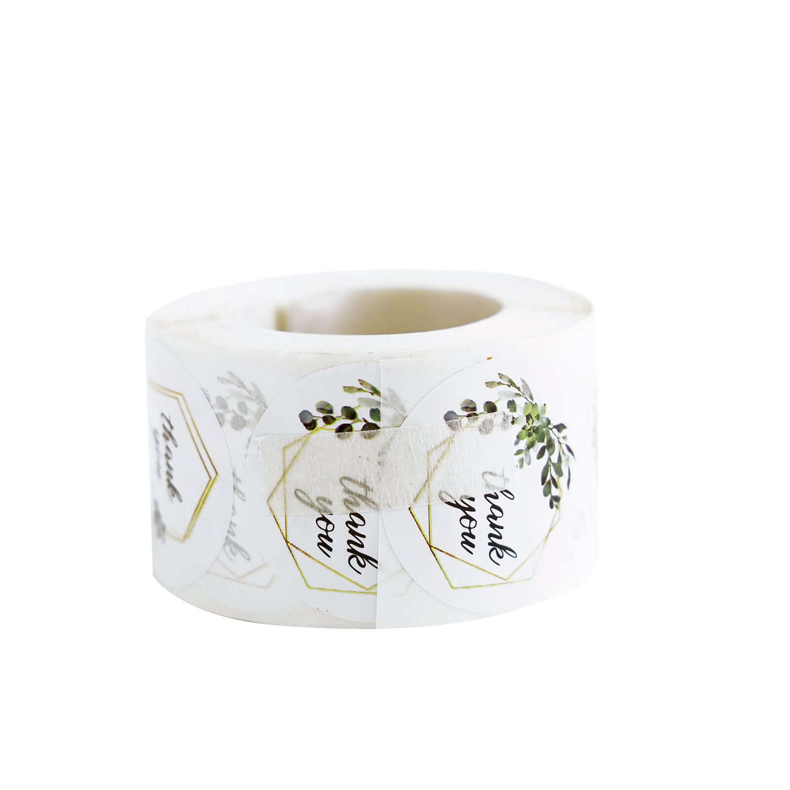 500Pcs 1.5" Thank You Gold and Green Leaf Frame Stickers Roll DÃ©cor, Labels and Seals For DIY Envelope - Round