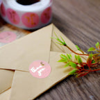 500Pcs 1" Thank You Gold Foil Text On Pink Stickers Roll DÃ©cor, Labels and Seals For DIY Envelope - Round