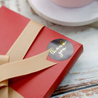 500Pcs 1.5" Thank You Gold Foil Text On Black Stickers Roll DÃ©cor Labels and Seals for DIY Envelope - Round