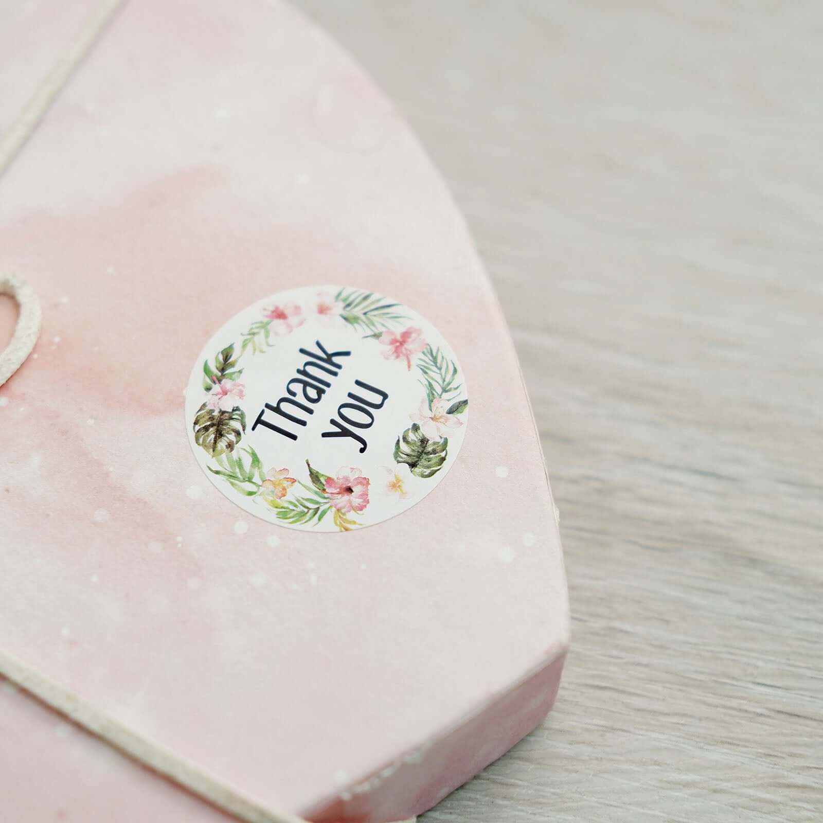 500Pcs 1.5" Thank You Black Print and Floral Design Stickers Roll, DIY Envelope Seal Labels - Round Assorted Designs