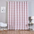 2 Pack White Blush Chevron Print Thermal Blackout Window Curtain Grommet Panels, Noise Canceling Curtains - 52"x96"