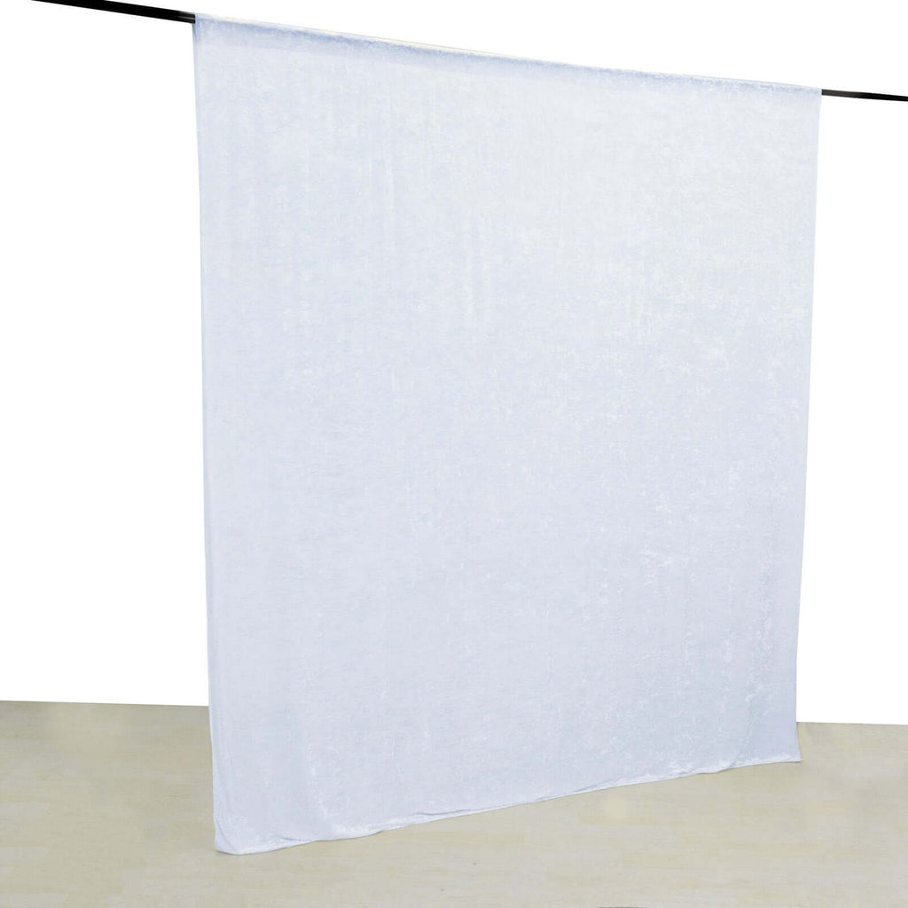 White Crushed Velvet Backdrop Curtain â€“ 8ft x 8ft Event Drape with Rod Pocket, Privacy Panel for Photo Booths & Events