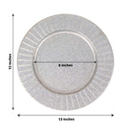 4-Pack Metal Round Charger Plates 13" in Silver with Galvanized Ruffled Rim, Contemporary Charger Tableware