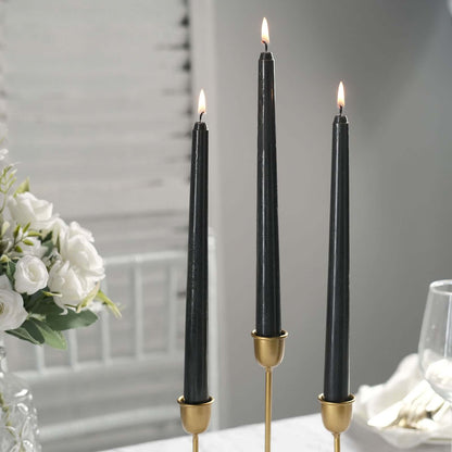 10-Pack Taper Candles Premium Wax Design Black - Unscented Candles for Upscale Settings 10"