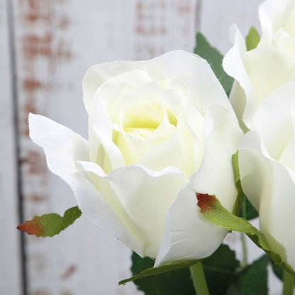 31" 24Pcs Cream Long Stem Artificial Silk Roses Flowers