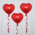 2 Pack 15" 4D Metallic Red Heart Mylar Foil Helium or Air Balloons