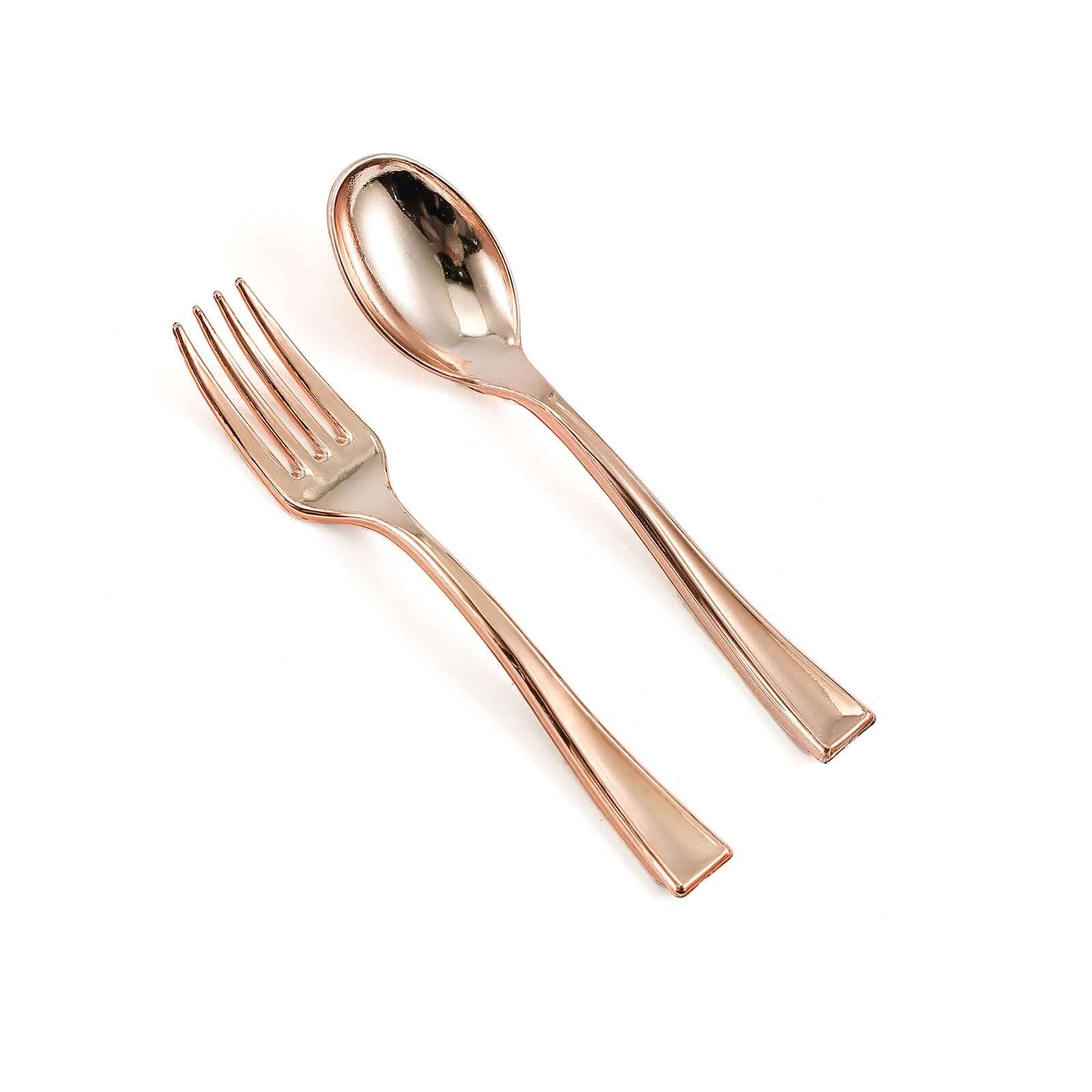 24-Pack Plastic Mini Dessert Forks Rose Gold 4"
