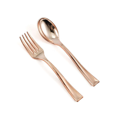 24-Pack Plastic Mini Dessert Forks Rose Gold 4"