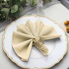 5 Pack Polyester 17"x17" Napkins Beige - Durable & Wrinkle Resistant Dinner Napkins