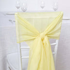5 Pack Chiffon Chair Sashes Yellow - Soft & Lightweight Designer Chair Bows 22"x78"