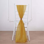 5 Pack Chiffon Chair Sashes Mustard Yellow - Soft & Lightweight Designer Chair Bows 22"x78"