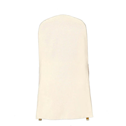 Polyester Slip On Banquet Chair Covers Beige - Stain-Resistant Reusable Durable Fabric