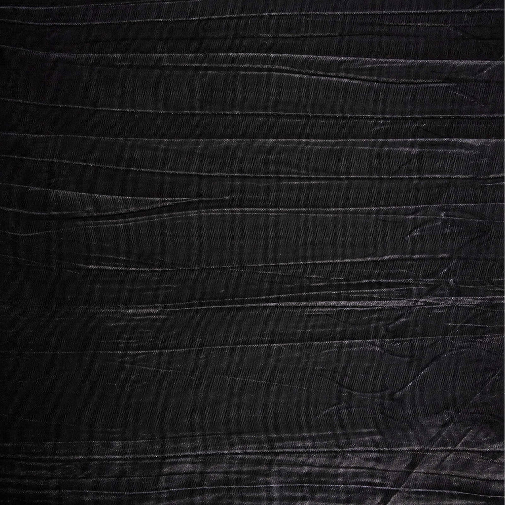 Taffeta 120" Round Tablecloth Black - Seamless Accordion Crinkle Design for Stylish Occasions