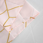 Polyester 54"x54" Square Tablecloth Blush with Gold Foil Geometric Pattern - Wrinkle-Resistant & Durable Table Cover