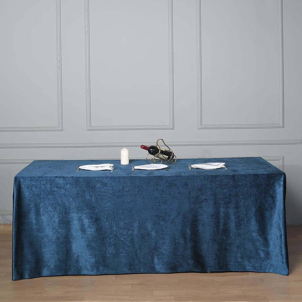 Premium Velvet 90"x156" Rectangle Tablecloth Navy Blue - Reusable Soft & Seamless Table Cover