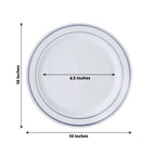 10-Pack Plastic Dinner Plates White with TrÃ¨s Chic Silver Rim - Perfect Disposable Party Plates 10"