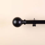 42"-126" Adjustable Curtain Rod Sets, Black, Round Finials