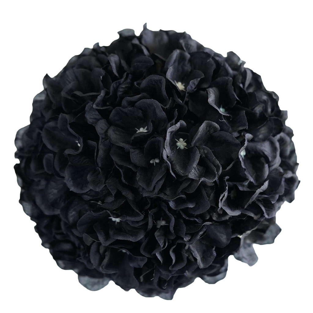 4 Pack 7" Black Artificial Silk Hydrangea Kissing Flower Balls