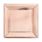 10-Pack Disposable Square Charger Plates in Rose Gold with Leather Like Texture - 1100GSM Durable Paper Chargers for Sophisticated Events 13"