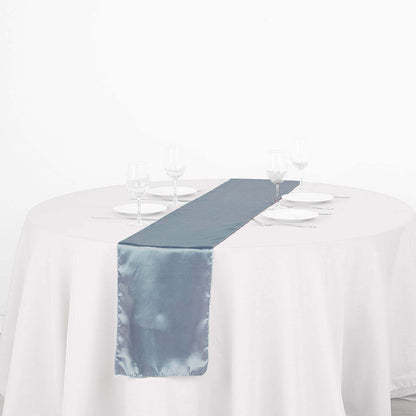 Satin 12"x108" Table Runner Dusty Blue - Stylish Table Linen