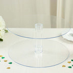 2-Tier Acrylic Round Cake Stand Set Clear - Chic Versatile Cupcake Holder Dessert Display Pedestal for Wedding Buffet & Catering Displays 18"