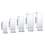 Set of 5 Clear Acrylic Cylinder Pedestal Stands, Wedding Pillar Plinth Column Cake Dessert Table Display With Hanging Hooks