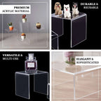 Set of 4 Acrylic Cake Stands Riser Design Clear - Dessert and Cupcake Display Centerpieces Assorted Sizes