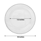 10-Pack Plastic 10" Round Dinner Plates in Clear with Silver Beaded Rim - Disposable Party Plates for Banquets & Festive Occasions