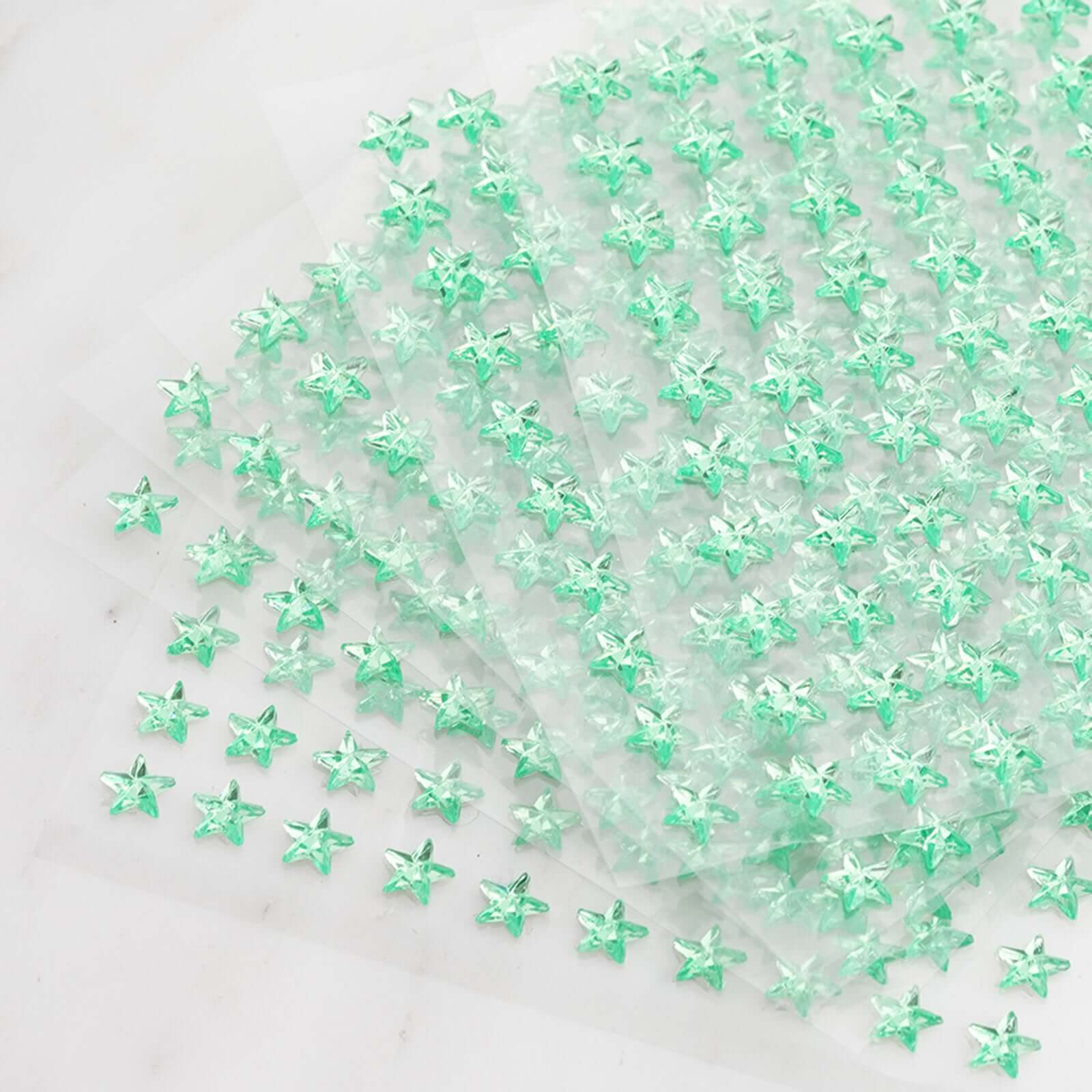 600 Pcs Apple Green Star Shape Stick-On Diamond Rhinestone Stickers, DIY Self Adhesive Craft Gems