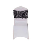 5 Pack Big Payette Sequin 13"x10" Chair Sash Bands Black - Stylish Glittering Decor for Weddings & Gatherings