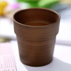 3-Pack Flower Plant Pots Small Design Rustic Brown - Plastic Indoor Decorative Planters 3"
