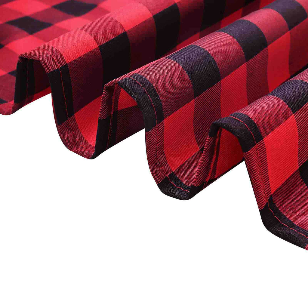 5 Pack Polyester 15"x15" Napkins Black/Red Buffalo Plaid Gingham Style Cloth Napkins