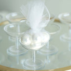 12-Pack Plastic Dessert Cup Candy Dishes Clear - Decorative Mini Pedestal Stands for Treats 2"