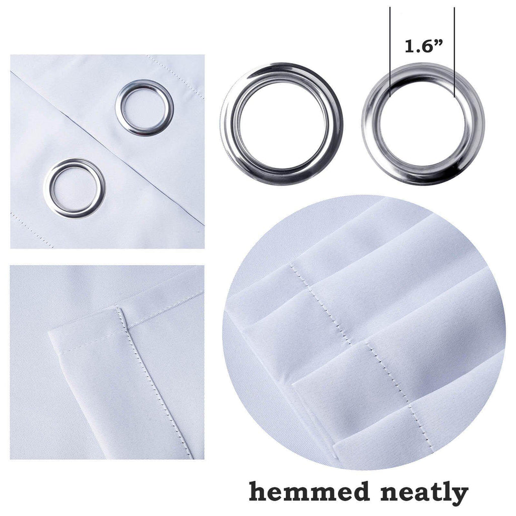 2 Pack White Light Blue Chevron Print Blackout Window Curtain Grommet Panels, Noise Canceling Curtains - 52"x108"